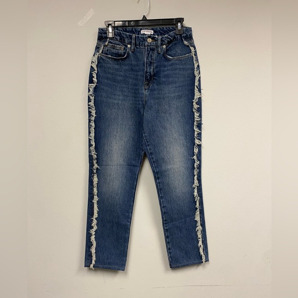 Good American Good Boy Side Fray High Waisted Jeans Size 4/27 - Picture 7 of 13